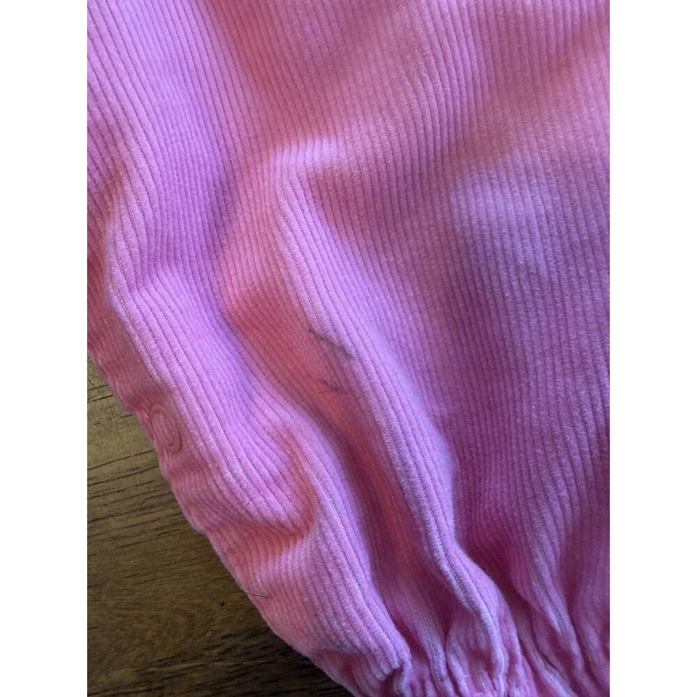 OshKosh Bgosh Vintage Pink Corduroy Vestbak Footed Overalls 6/9 Months USA Girls